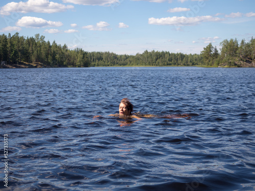 woman swimming in the water