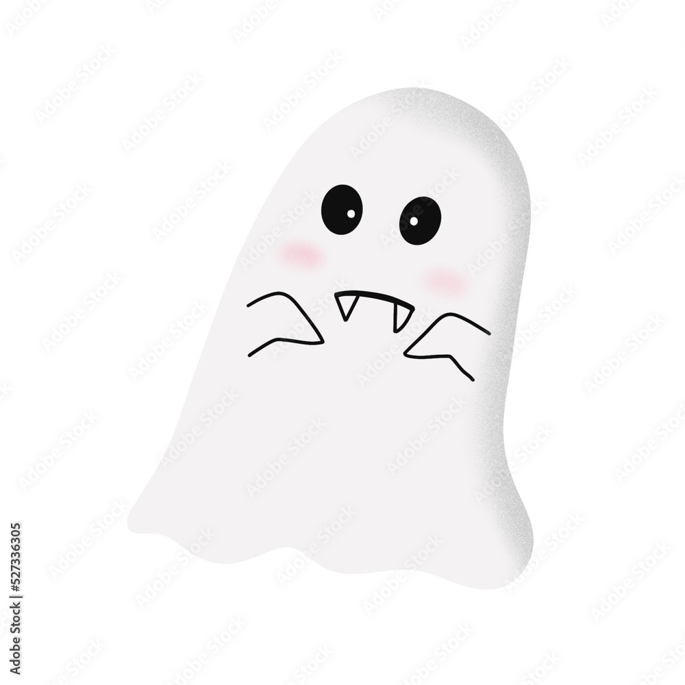 Cute ghost with fang for Halloween night party. Cute ghost with fang for Halloween night party.