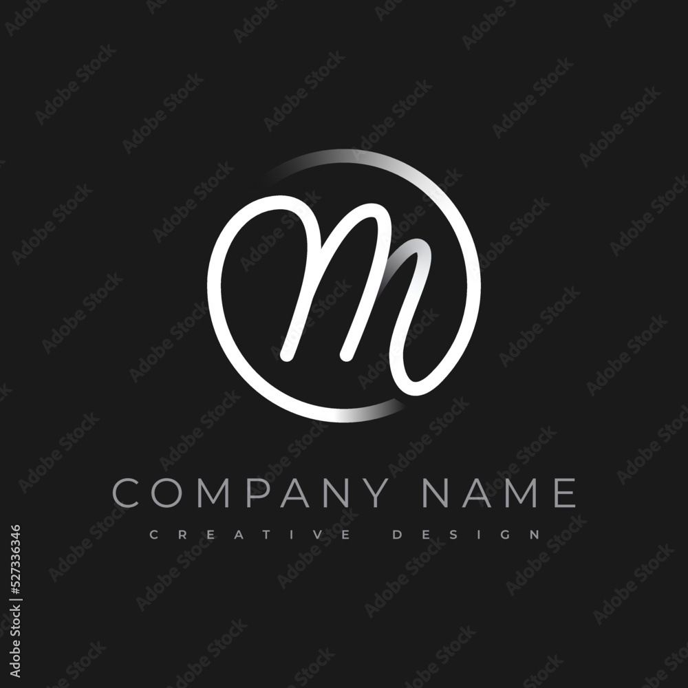 Simple Monogram M Company Logotype. Hand drawn is an cursive initial letter  M combined with a