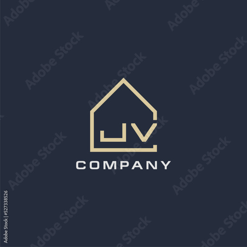 Initial letter JV real estate logo with simple roof style design ideas