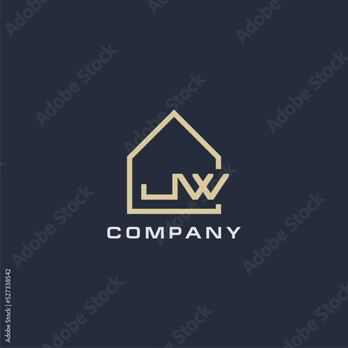 Initial letter JW real estate logo with simple roof style design ideas