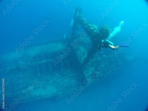 Famous wreck ship Fujikawa maru in Truk lagoon. © Optimistic Fish