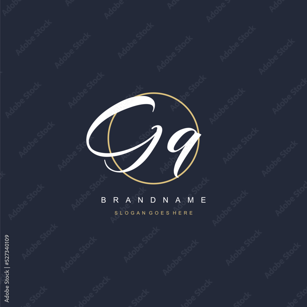 Initial letter GQ logo monogram feminine style with circle line design ...