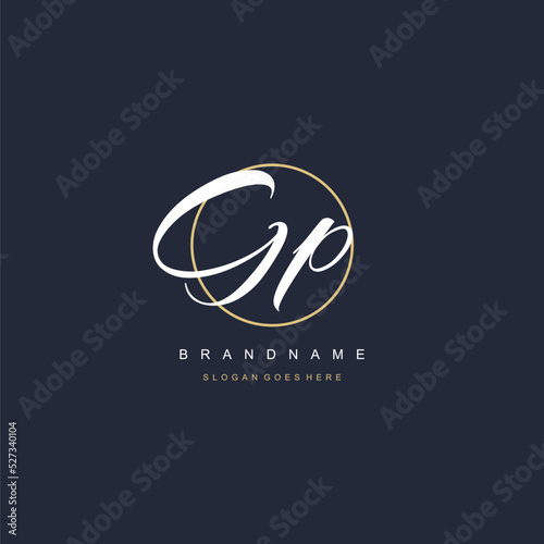 Initial letter GP logo monogram feminine style with circle line design ideas