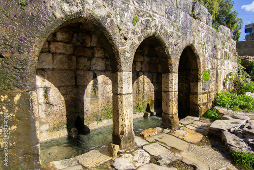 Ancient water  mountain spring built of stone brick in the mountains of Tartous city  Syria.