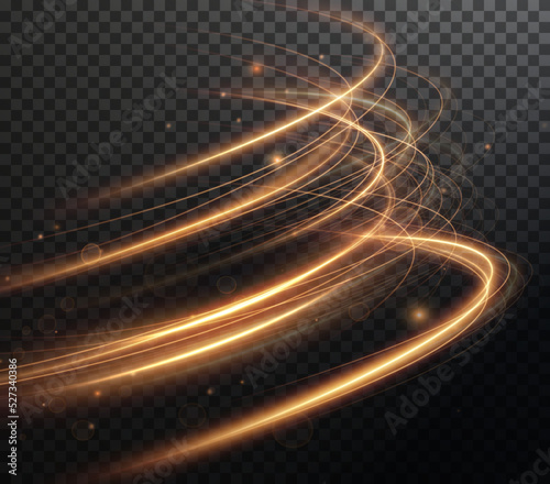 Light gold Twirl. Curve light effect of gold line. Luminous gold circle. Light gold pedistal, podium, platform, table. Vector PNG. Vector illustration 