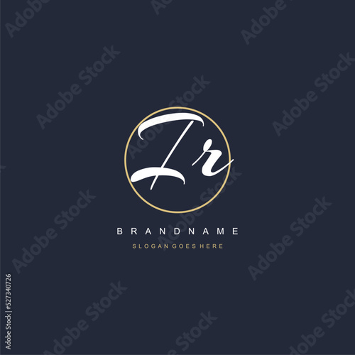 Initial letter IR logo monogram feminine style with circle line design ideas