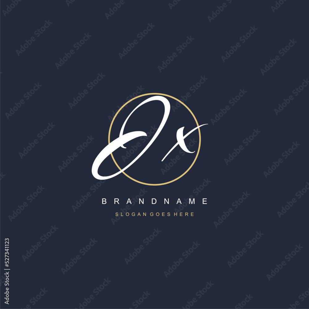 Initial letter JX logo monogram feminine style with circle line design ...
