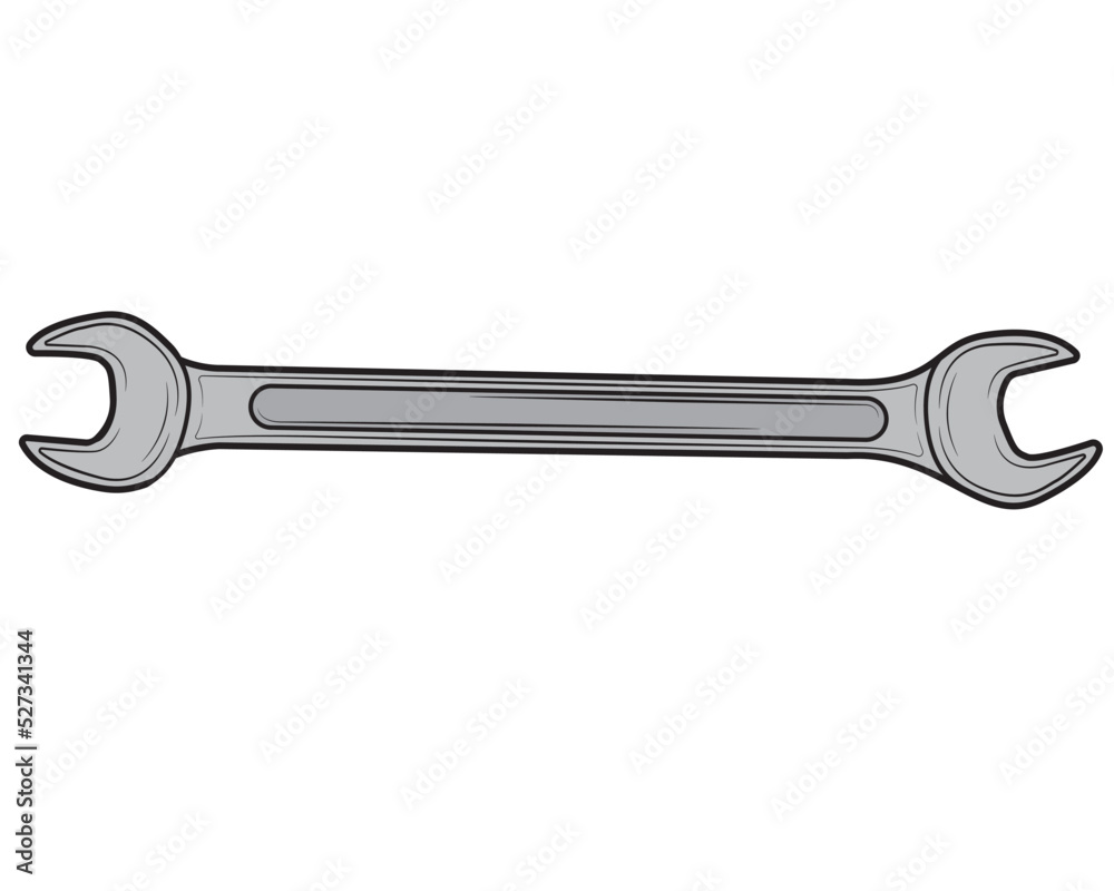 Metal wrench isolated on white background white background. Repair tool. Vector illustration Metal wrench isolated on white background white background. Repair tool. Vector illustration