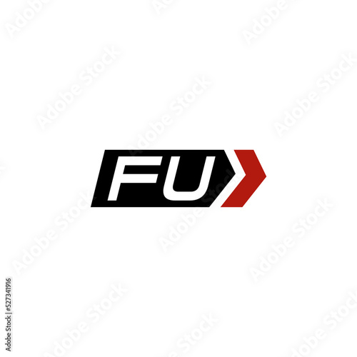Letter FU logo with simple right arrow design ideas