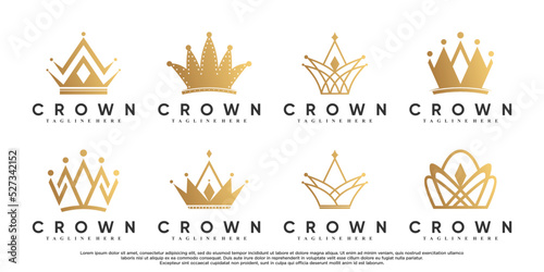 Crown icon set logo design with unique concept Premium Vector