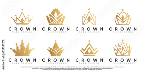 Crown icon set logo design with unique concept Premium Vector