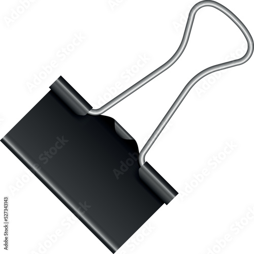 Realistic binder clip. Paper document clamp mockup