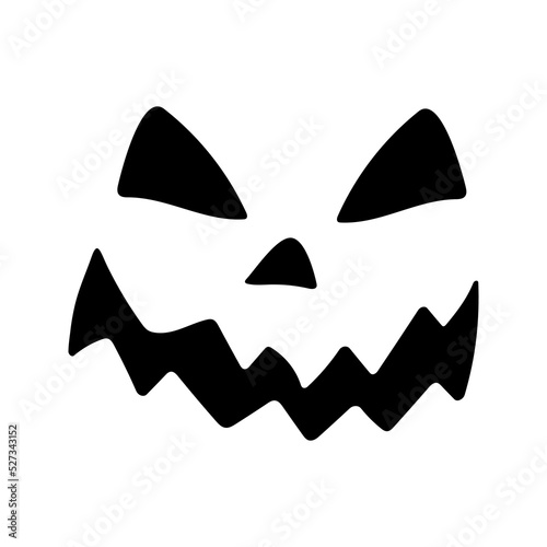 Smirk silhouette, isolated on white background. Vector illustration, traditional Halloween decorative element. Halloween silhouette black smirk face - for cricut, design and decor.