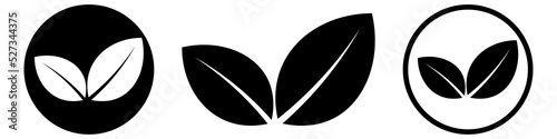 Set of black leaf vector isolated icon. Autumn leaf design.