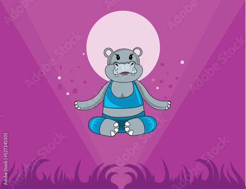 hippopotamus doing meditation