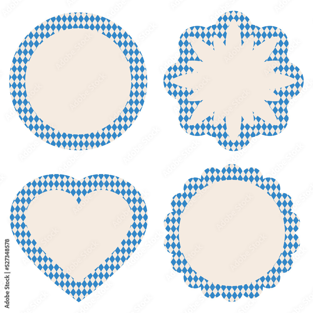 Etiketten Oktoberfest Verschiedene Formen Muster Beige/Blau Etiketten Oktoberfest Verschiedene Formen Muster Beige/Blau