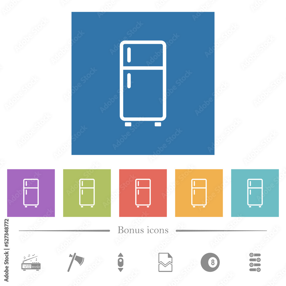 Refrigerator outline flat white icons in square backgrounds Refrigerator outline flat white icons in square backgrounds