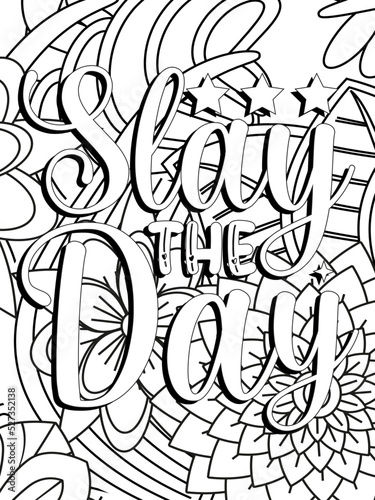 Funny-Quotes Coloring pages. Coloring page for adults and kids. Vector Illustration. © MdRakibul