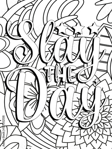 Funny-Quotes Coloring pages. Coloring page for adults and kids. Vector Illustration.