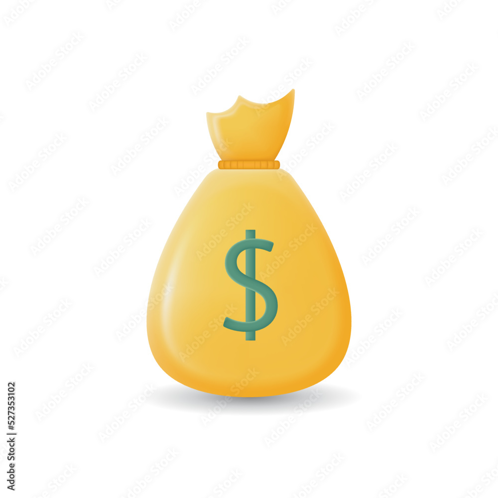 Money bag with dollar icon. Cash, interest rate, business and finance, return on investment, financial solution, 3d icon finance Money bag with dollar icon. Cash, interest rate, business and finance, return on investment, financial solution, 3d icon finance