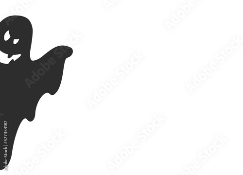 Peeking Halloween scary ghost. Halloween banner with empty space for text. Spooky spirit