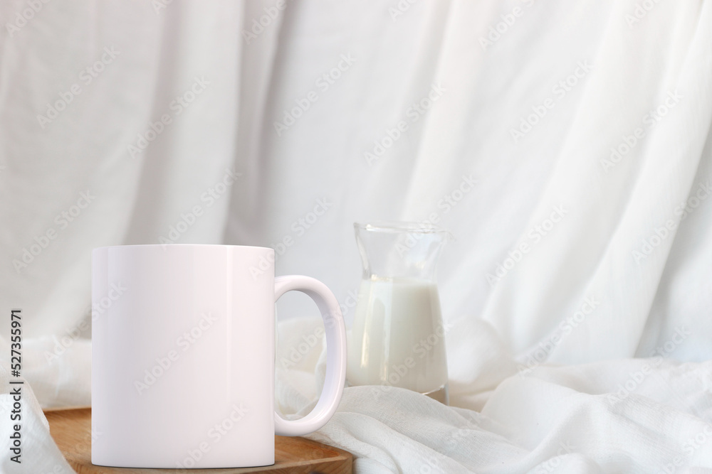 White coffee mug mockup, on a wooden board. Perfect for using to sell custom printed mugs. White coffee mug mockup, on a wooden board. Perfect for using to sell custom printed mugs.