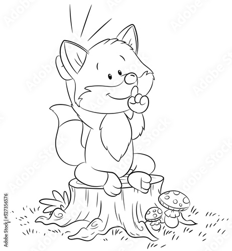 Ein niedlicher Fuchs hört genau zu und ist ganz leise