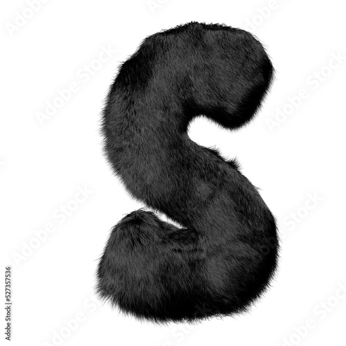 Black mink fur symbol. letter s