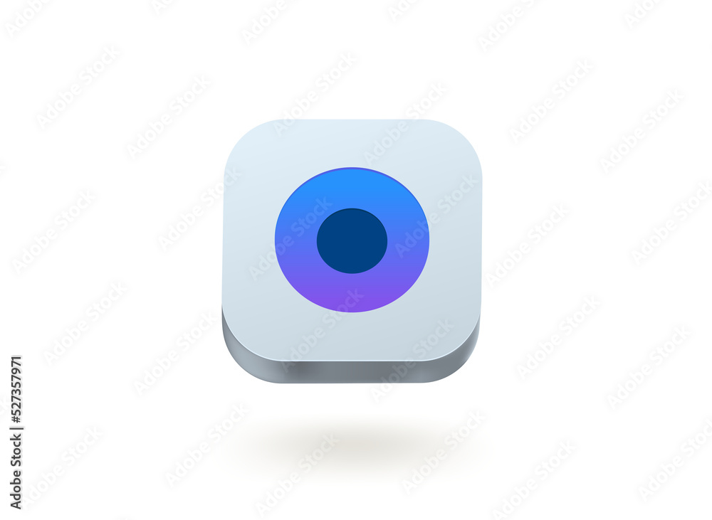 Camera icon. 3d vector mobile application icon Camera icon. 3d vector mobile application icon