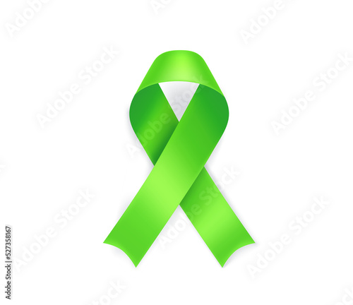 Lymphoma cancer awareness symbol. Lime ribbon isolated on transparent 