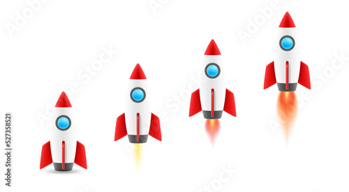 Starting of space ship. Startup business concept.