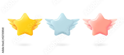 Gold, silver and bronze rating star labelsset. 