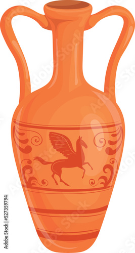 Ancient greek jug. Ceramic old cartoon vessel