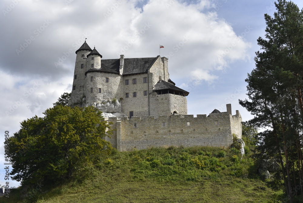 Great white Bobolice Castle in Poland