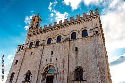 Exterior of the medieval Palazzo dei Consoli palace in Gubbio, Umbria, Italy, Europe