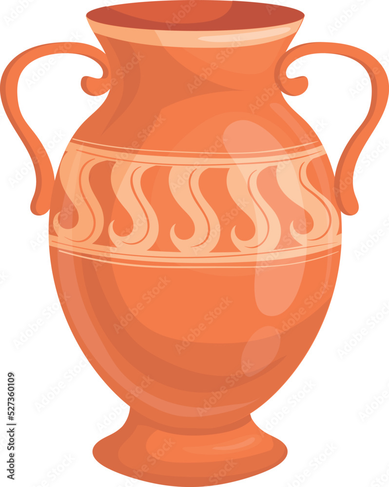 Old amphora. Clay vessel. Cartoon ancient vase