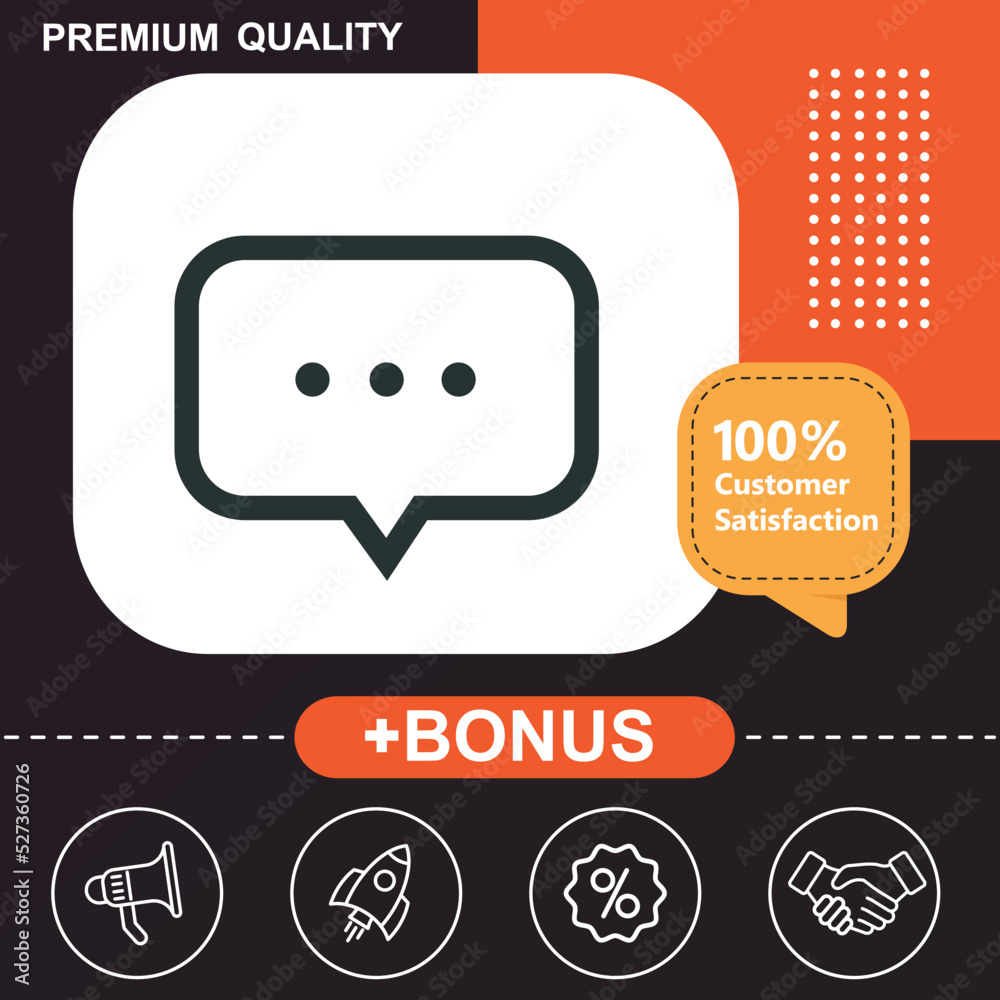 Speech bubble icon. With orange and black background Speech bubble icon. With orange and black background