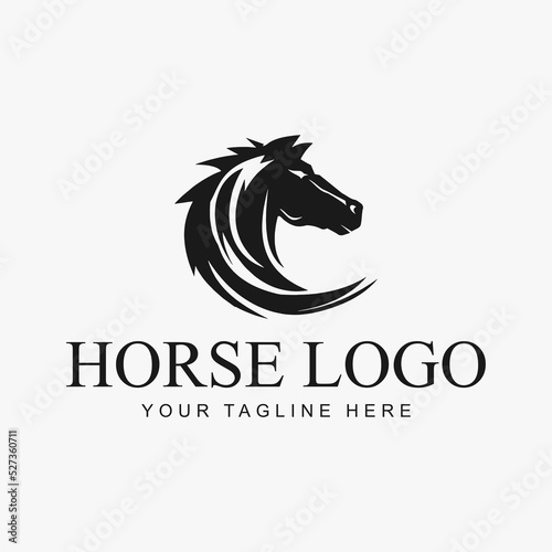 Silhouette head horse company logo