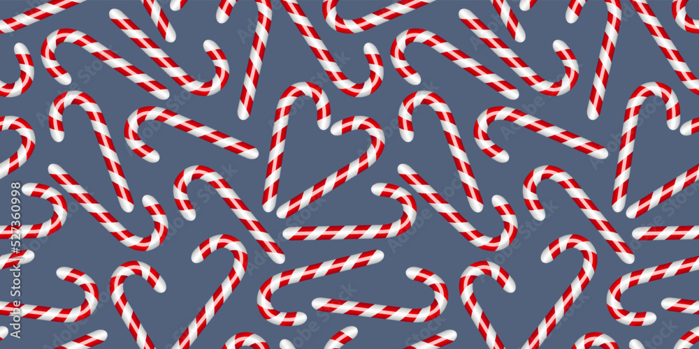Candy cane Seamless pattern. Christmas background. Vector illustration.