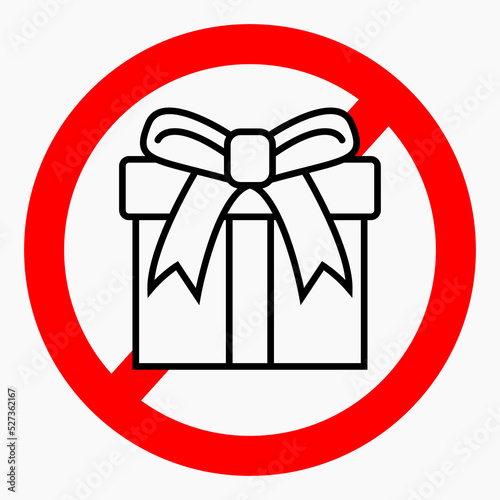 No gift icon. Present ban. Do not give gifts. There are no gifts. Vector icon.