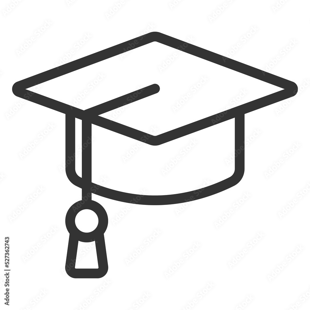 Square academic cap - icon, illustration on white background, outline style Square academic cap - icon, illustration on white background, outline style