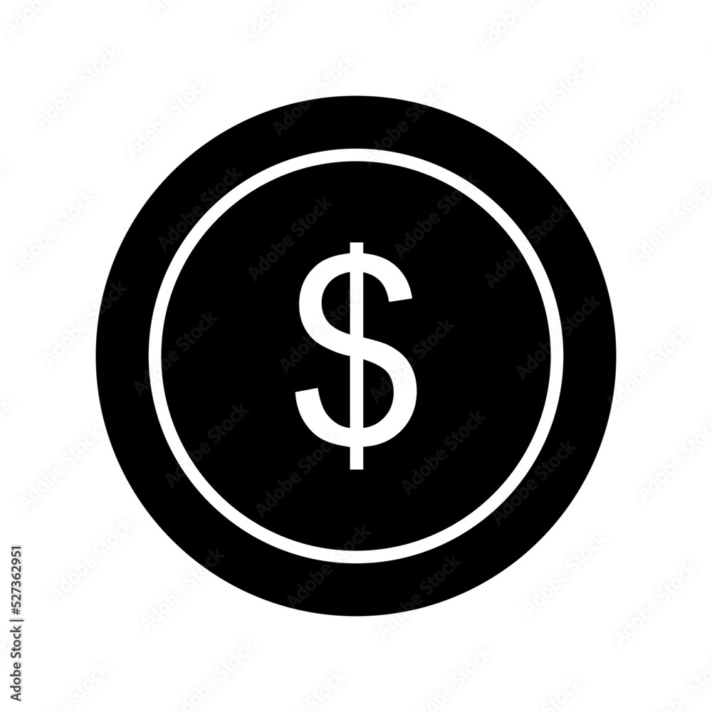 Dollar coin vector icon. For finance and business. Dollar coin vector icon. For finance and business.