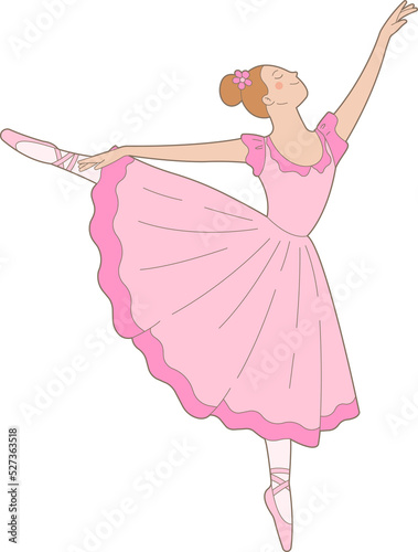 Ballerina in pink dress. Classical ballet. 