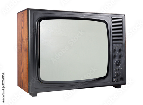 Old TV isolated on white background. Vintage TVs 1960s 1970s 1980s 1990s 2000s.