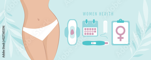 set of female hygiene products menstruation woman body