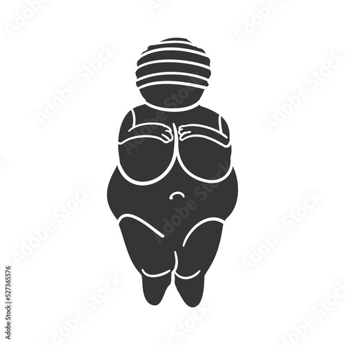 Ancient Venus Icon Silhouette Illustration. Prehistoric Art Vector Graphic Pictogram Symbol Clip Art. Doodle Sketch Black Sign.