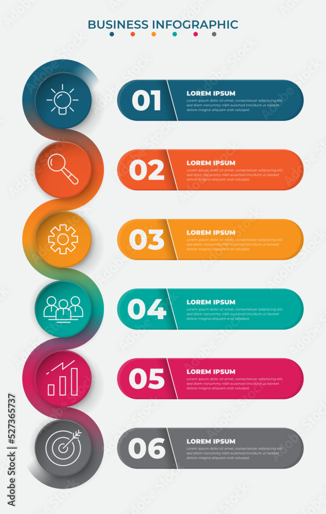 Business infographic template with business icon with colorful circle for presentation design Business infographic template with business icon with colorful circle for presentation design