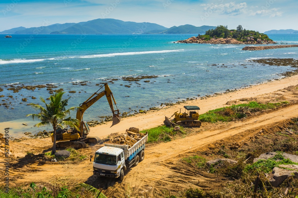 Construction of a new beach in Vietnam