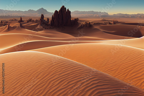 desert sahara background  hot dry sand dunes  3d render  3d illustration